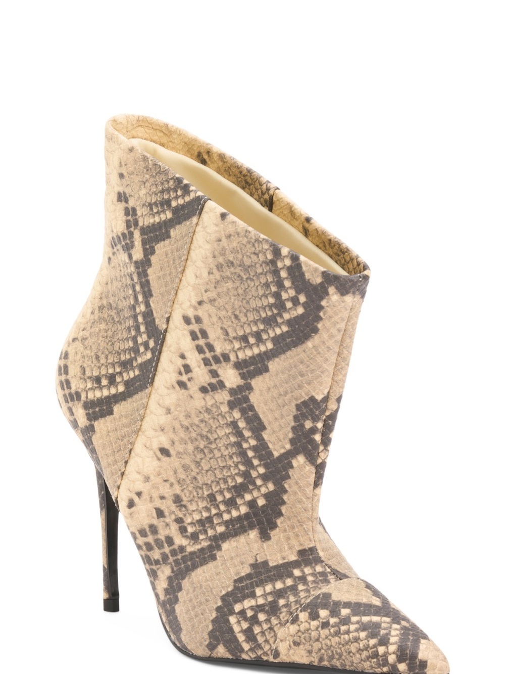Good American Beige Snake-Print Slouchy Ankle Boots NWT